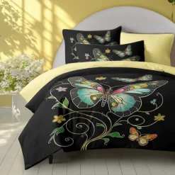 Butterfly Pattern Duvet Cover Set Set Soft 3-Piece Luxury Cotton Bedding Set Home Decor Gift King Queen Duvet Cover