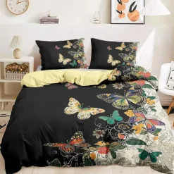 Butterfly Pattern Duvet Cover Set Set Soft 3-Piece Luxury Cotton Bedding Set Home Decor Gift King Queen Duvet Cover