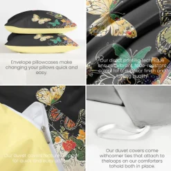 Butterfly Pattern Duvet Cover Set Set Soft 3-Piece Luxury Cotton Bedding Set Home Decor Gift King Queen Duvet Cover