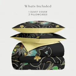 Butterfly Pattern Duvet Cover Set Set Soft 3-Piece Luxury Cotton Bedding Set Home Decor Gift King Queen Duvet Cover