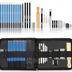 Bview Art 32 Pack Drawing Pencils Set, Professional Drawing Art Kit With Sketch Pencils, Graphite Charcoal Sticks In Portable Case, Drawing Supplies For Kids Adults Artists