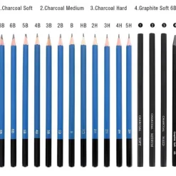 Bview Art 32 Pack Drawing Pencils Set, Professional Drawing Art Kit With Sketch Pencils, Graphite Charcoal Sticks In Portable Case, Drawing Supplies For Kids Adults Artists
