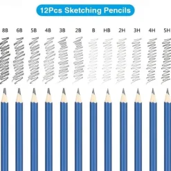 Bview Art 32 Pack Drawing Pencils Set, Professional Drawing Art Kit With Sketch Pencils, Graphite Charcoal Sticks In Portable Case, Drawing Supplies For Kids Adults Artists