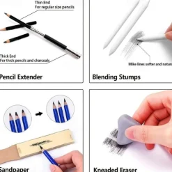 Bview Art 32 Pack Drawing Pencils Set, Professional Drawing Art Kit With Sketch Pencils, Graphite Charcoal Sticks In Portable Case, Drawing Supplies For Kids Adults Artists