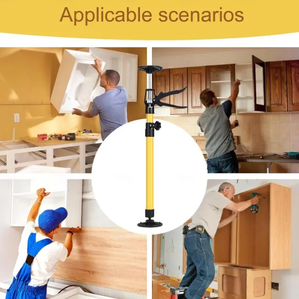 Cabinet Jack Support Pole Quick Adjustable Support Pole Telescopic Steel Rod for Drywall, Cabinets, Crown Moldings, and More - Expands from 45.3 to 114.7 Inches