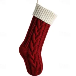 Cable Knit Christmas Stockings, 15 inches Small Personalized Fireplace Hanging Stockings for Christmas Decorations Xmas Gift