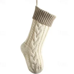 Cable Knit Christmas Stockings, 15 inches Small Personalized Fireplace Hanging Stockings for Christmas Decorations Xmas Gift