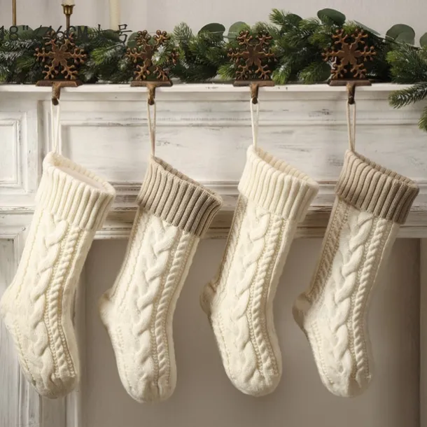 Cable Knit Christmas Stockings, 15 inches Small Personalized Fireplace Hanging Stockings for Christmas Decorations Xmas Gift