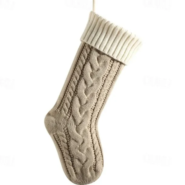 Cable Knit Christmas Stockings, 15 inches Small Personalized Fireplace Hanging Stockings for Christmas Decorations Xmas Gift