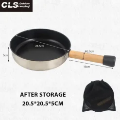 Camping Cookware Mess Kit with Folding Handle, Lightweight Non-Stick Camping Cooking Pot and Frying Pan with Mesh Bag for Outdoor Hiking Backpacking Picnic