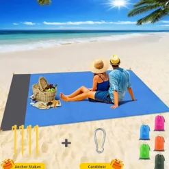 Camping Mat Waterproof Pocket Beach Blanket Outdoor Grounding Mat Mattress Picnic Pocket Carpet Rug Sand Beach Mat Portable Folding Lightweight Sleeping Bed Pad