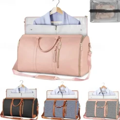 Camping Travel Suitcase Leather Handbag for Women, Fashionable Business Travel Crossbody Bag with Large Capacity