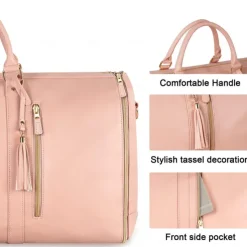 Camping Travel Suitcase Leather Handbag for Women, Fashionable Business Travel Crossbody Bag with Large Capacity