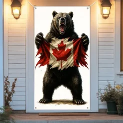 Canada Day Patriotic Door Decorations Door Covers Cervus Canadensis Door Tapestry Door Curtain Decoration Backdrop Indoor/Outdoor Door Banner for Front Door Farmhouse