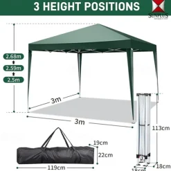 Canopy Tent with Waterproof Commercial Instant Gazebo Tent, Outdoor Canopy Tent, Party Tent for Parties/exhibitions/picnics with Carry Bag