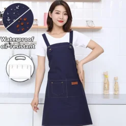 Canvas Waterproof and Oil Proof Apron Western Restaurant Hot Pot Restaurant Milk Tea Caf Waiter Kitchen Apron