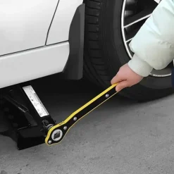 Car Labor-saving Universal Jack Ratchet Wrench Upgrade Slotted/Hexagonal Dual Purpose Universal Jack Wrench Repair Tools Accessories Scissor Jack Garage Tire Wheel Lug Wrench Handle Labor-saving Wrench Car Repair Tool