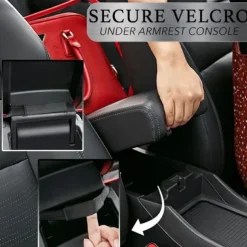 Car Net Pocket Handbag Holder, Extra Storage Space Organizer, Safe & Disturb-Free Driving, Simple Installation, Fits Standard Armrests, Oxford Cloth & Mesh, Black/Red