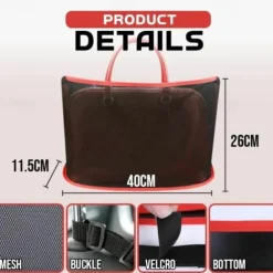 Car Net Pocket Handbag Holder, Extra Storage Space Organizer, Safe & Disturb-Free Driving, Simple Installation, Fits Standard Armrests, Oxford Cloth & Mesh, Black/Red