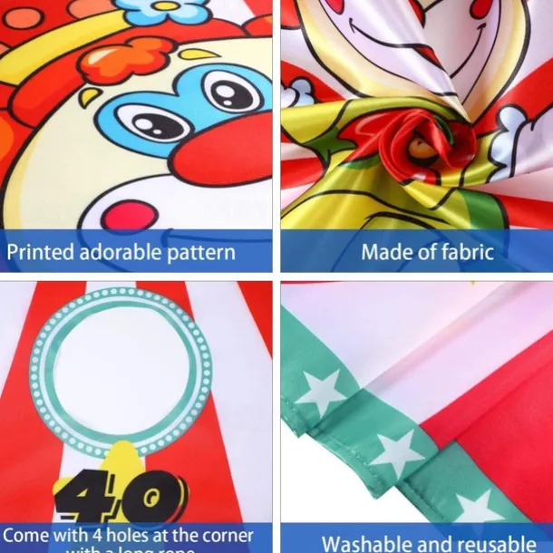 Carnival Clown Toss Game Banner with Bean Bag for Kids and Adults in Carnival Party Activities Carnival Party Decoration Supply