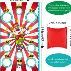 Carnival Clown Toss Game Banner with Bean Bag for Kids and Adults in Carnival Party Activities Carnival Party Decoration Supply