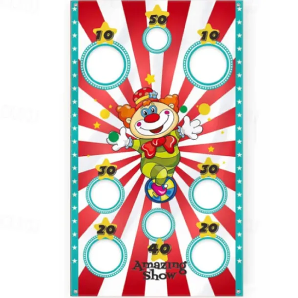 Carnival Clown Toss Game Banner with Bean Bag for Kids and Adults in Carnival Party Activities Carnival Party Decoration Supply