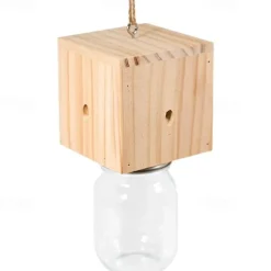 Carpenter Bee Trap for Outside - Pentroof Style Nature Hanging Wood Carpenter Bee Traps Outdoor - Insect Traps with Removable Vault (1 Pack)