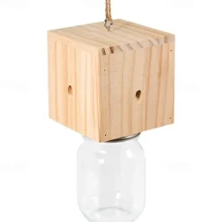 Carpenter Bee Trap for Outside - Pentroof Style Nature Hanging Wood Carpenter Bee Traps Outdoor - Insect Traps with Removable Vault (1 Pack)