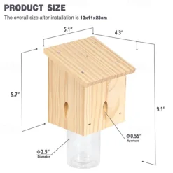 Carpenter Bee Trap for Outside - Pentroof Style Nature Hanging Wood Carpenter Bee Traps Outdoor - Insect Traps with Removable Vault (1 Pack)