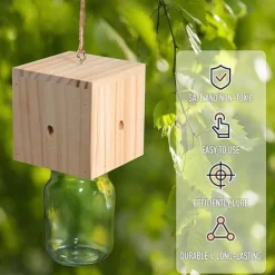 Carpenter Bee Trap for Outside - Pentroof Style Nature Hanging Wood Carpenter Bee Traps Outdoor - Insect Traps with Removable Vault (1 Pack)