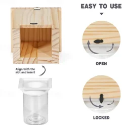 Carpenter Bee Trap for Outside - Pentroof Style Nature Hanging Wood Carpenter Bee Traps Outdoor - Insect Traps with Removable Vault (1 Pack)