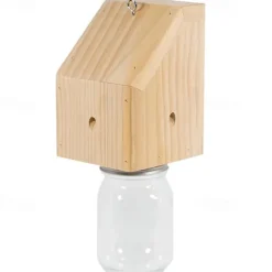 Carpenter Bee Trap for Outside - Pentroof Style Nature Hanging Wood Carpenter Bee Traps Outdoor - Insect Traps with Removable Vault (1 Pack)