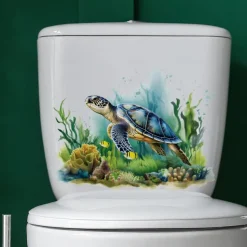 Cartoon Animal Turtle Wall Decal For Toilet Seat Cover, Home Decoration