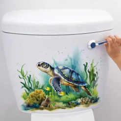Cartoon Animal Turtle Wall Decal For Toilet Seat Cover, Home Decoration