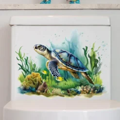 Cartoon Animal Turtle Wall Decal For Toilet Seat Cover, Home Decoration