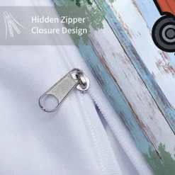 Cartoon Camping RV Print Duvet Cover Set - Includes Duvet Cover and Pillowcases - Fun and Whimsical Design - Soft and Comfortable Fabric - Perfect for Adventurous Bedroom Decor - Easy to Clean and Maintai