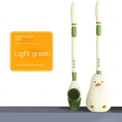 Cartoon Duck Plus Liquid Spray Toilet Brush Household Cleaning No Dead Angle With Base Wall-Mounted Long Handle Toilet Brush