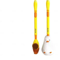 Cartoon Duck Plus Liquid Spray Toilet Brush Household Cleaning No Dead Angle With Base Wall-Mounted Long Handle Toilet Brush