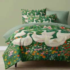 Cartoon Summer Flowers Animals Thickened Brushed Fabric Double Bed Duvet Cover Cozy Flower Bed Set 2-piece Set 3-piece Set Light and Soft Short Plush