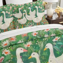 Cartoon Summer Flowers Animals Thickened Brushed Fabric Double Bed Duvet Cover Cozy Flower Bed Set 2-piece Set 3-piece Set Light and Soft Short Plush