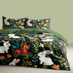 Cartoon Summer Flowers Animals Thickened Brushed Fabric Double Bed Duvet Cover Cozy Flower Bed Set 2-piece Set 3-piece Set Light and Soft Short Plush