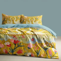 Cartoon Summer Flowers Animals Thickened Brushed Fabric Double Bed Duvet Cover Cozy Flower Bed Set 2-piece Set 3-piece Set Light and Soft Short Plush