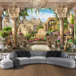 Castle Garden Scenery Tapestry Art Decoration Curtain Hanging Family Bedroom Living Room Decoration