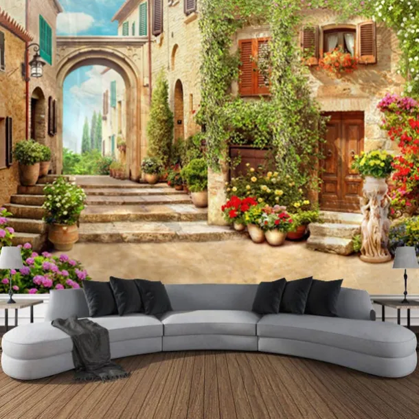 Castle Garden Scenery Tapestry Art Decoration Curtain Hanging Family Bedroom Living Room Decoration