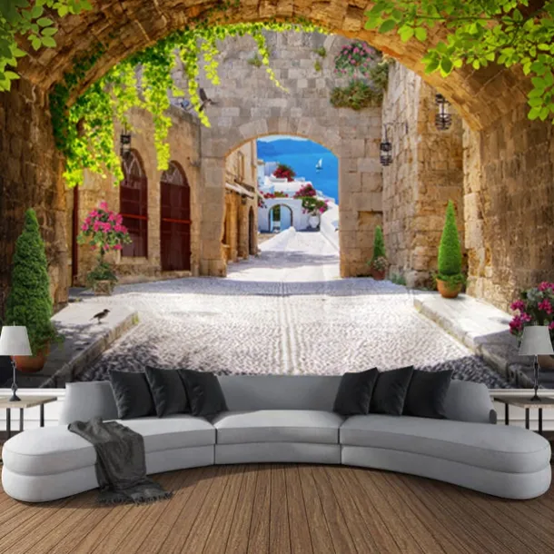 Castle Garden Scenery Tapestry Art Decoration Curtain Hanging Family Bedroom Living Room Decoration