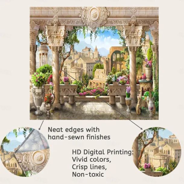 Castle Garden Scenery Tapestry Art Decoration Curtain Hanging Family Bedroom Living Room Decoration