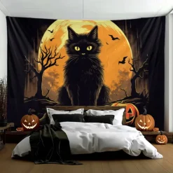 Cat Hanging Tapestry Wall Art Large Tapestry Mural Decor Photograph Backdrop Blanket Curtain Home Bedroom Living Room Decoration Ghost