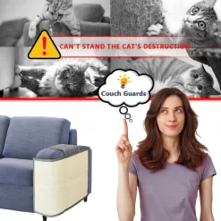 Cat Scratch Mat Sofa Protector Natural Sisal Furniture Protector Scratching Pad For Cats Scratch Carpet For Couch, Sofa, Chair（Right And Left）