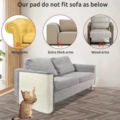Cat Scratch Mat Sofa Protector Natural Sisal Furniture Protector Scratching Pad For Cats Scratch Carpet For Couch, Sofa, Chair（Right And Left）