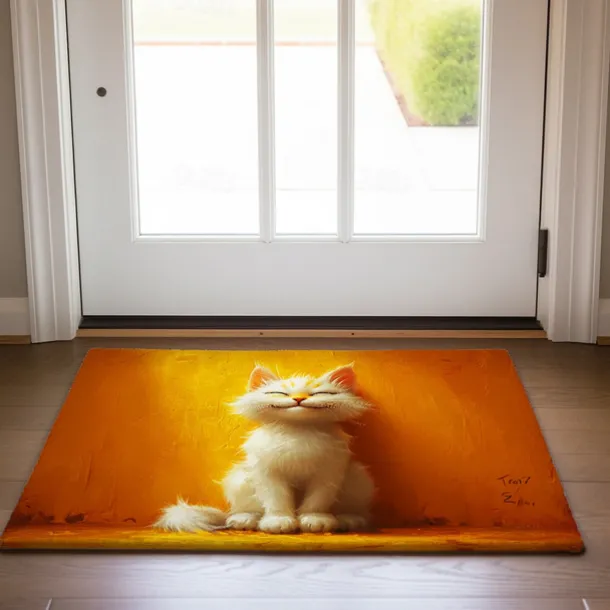 Cat Yellow Doormat Non-Slip Oil Proof Rug Indoor Outdoor Mat Bedroom Decor Bathroom Mat Entrance Rug Door Mat